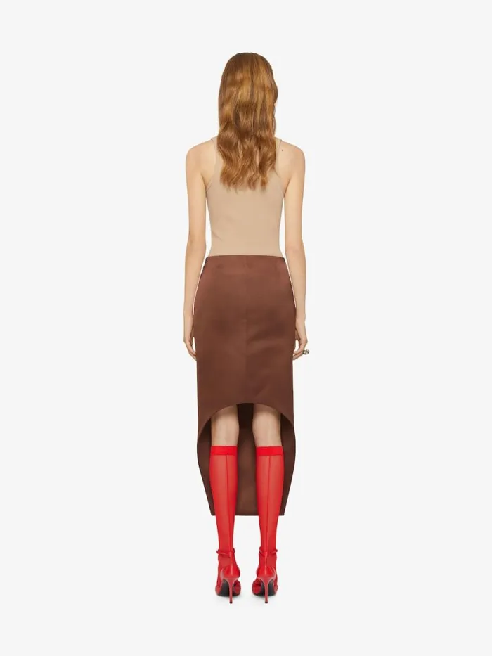 Asymmetric Skirt In Silk Satin Duchesse Moka Brown Women Givenchy Skirts
