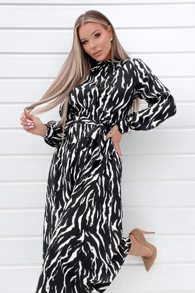 AX Paris Black And White Printed Button Up Midi Shirt Dress Dresses