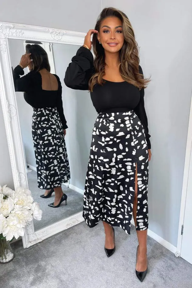 AX Paris Black And White Square Neck 2 In 1 Midi Dress Midi Dresses