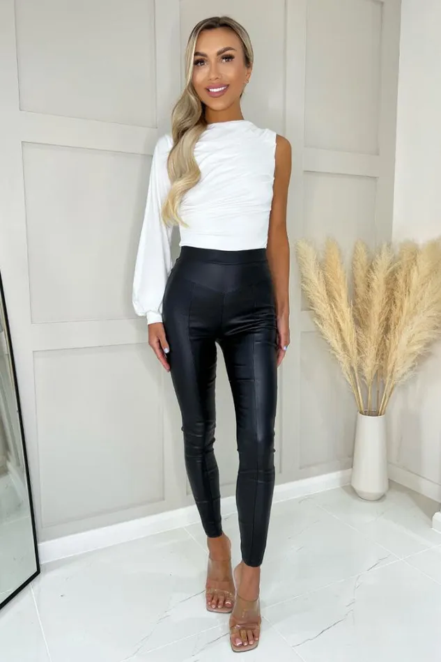 AX Paris Cream One Sleeve Ruched Top Tops