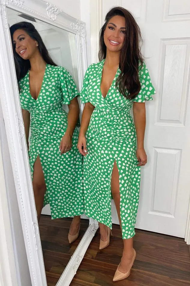 AX Paris Green Heart Print Midi Dress Wedding Guest Dresses