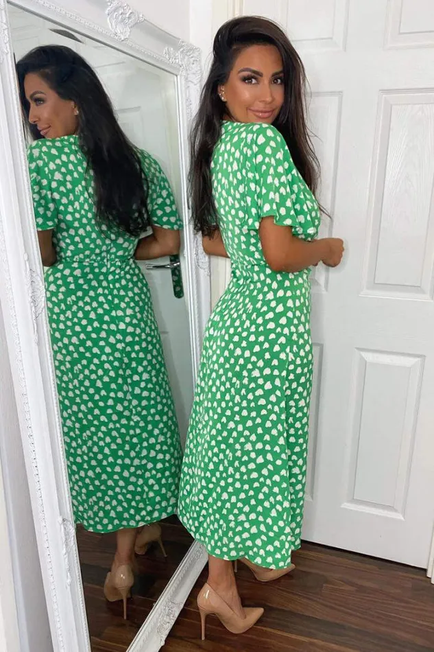AX Paris Green Heart Print Midi Dress Wedding Guest Dresses