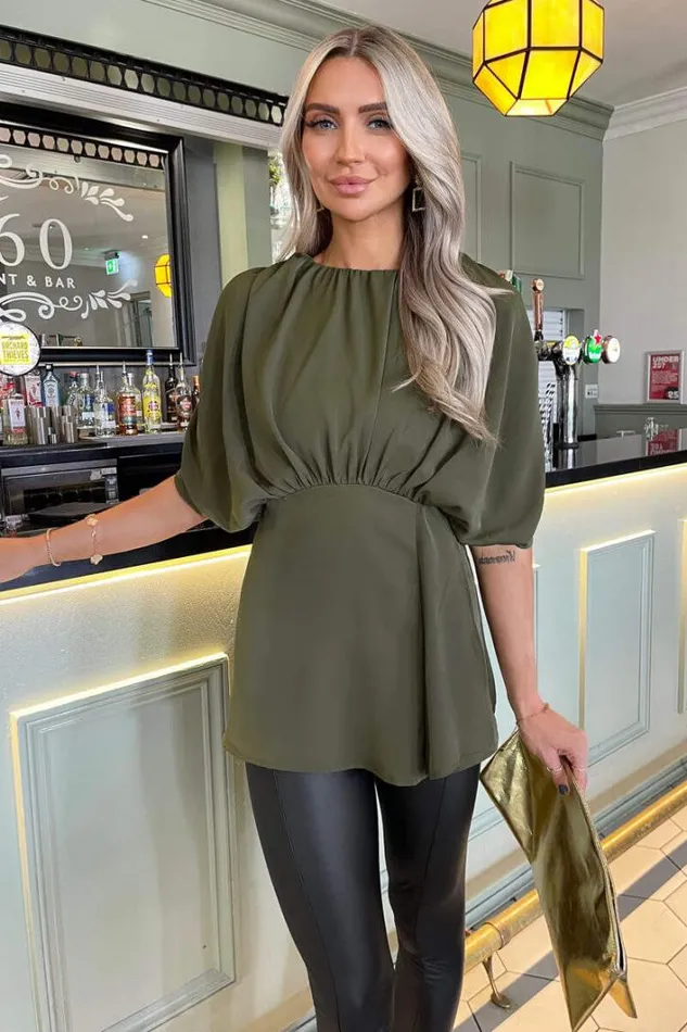 AX Paris Olive Batwing Sleeve Top Tops