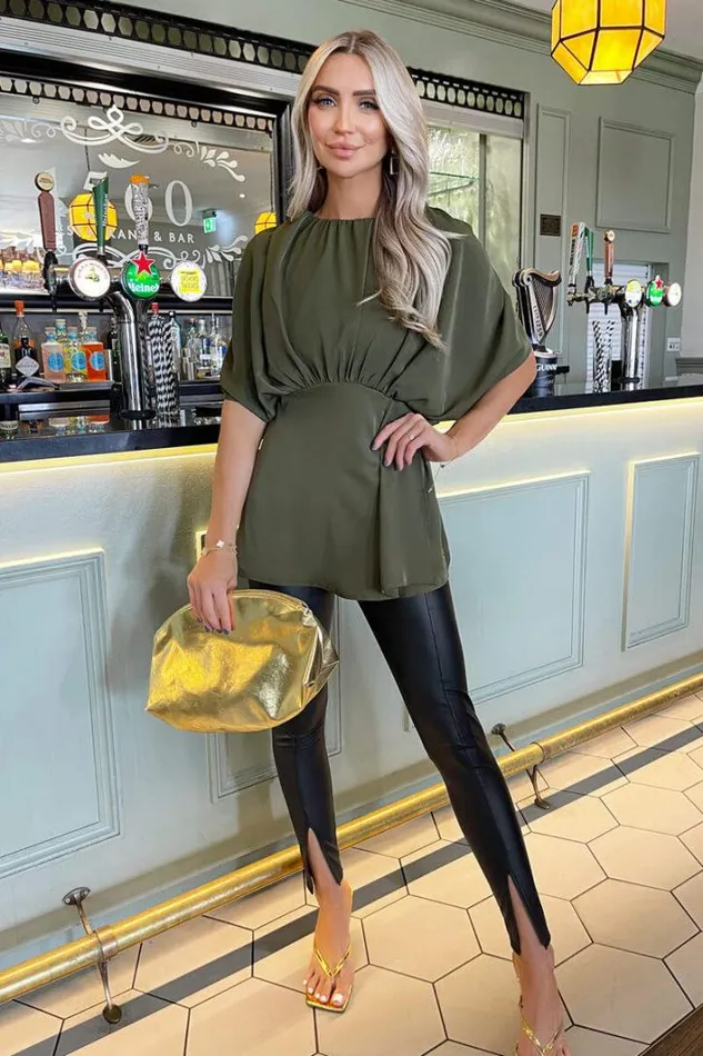 AX Paris Olive Batwing Sleeve Top Tops