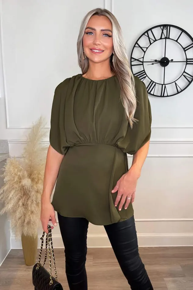 AX Paris Olive Batwing Sleeve Top Tops