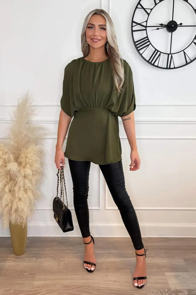 AX Paris Olive Batwing Sleeve Top Tops