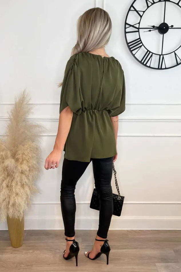AX Paris Olive Batwing Sleeve Top Tops