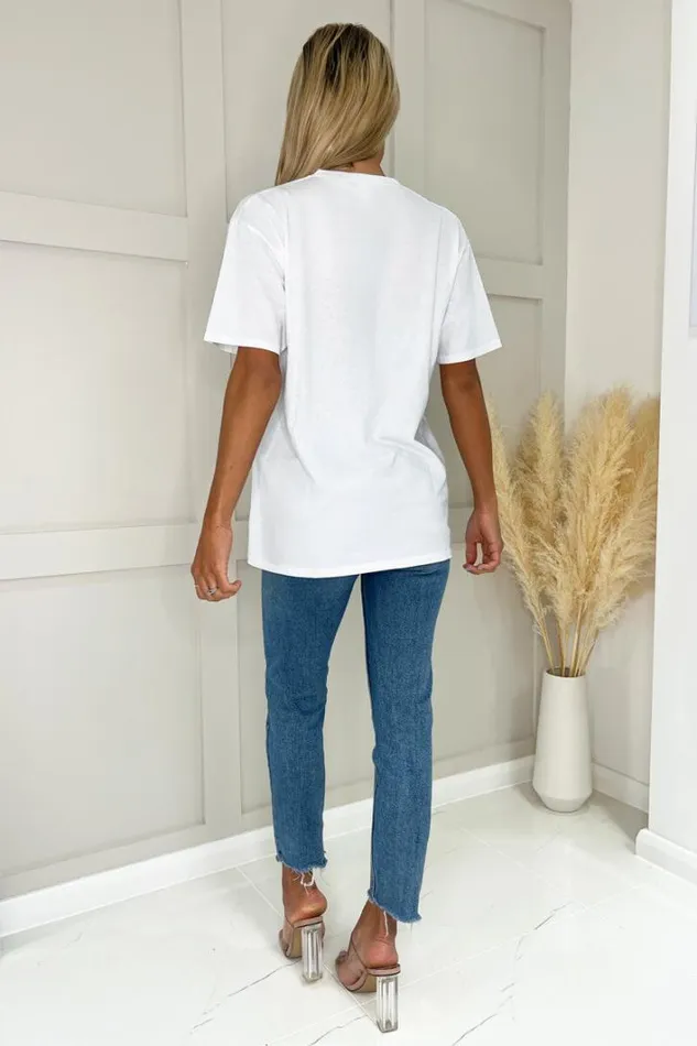 AX Paris White Obsessed Slogan TShirt Tops