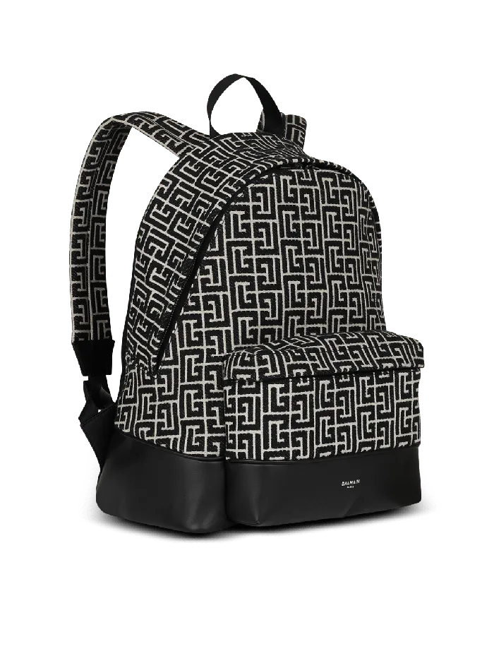 Balmain Bags And Backpacks Men Backpack With Jacquard Monogram Black
