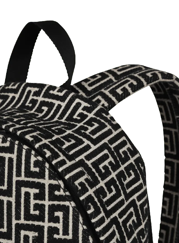 Balmain Bags And Backpacks Men Backpack With Jacquard Monogram Black