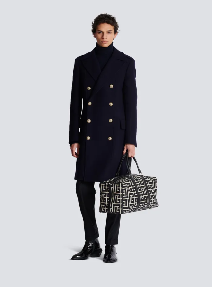 Balmain Bags And Backpacks Men Travel Bag With Jacquard Maxi Monogram Black