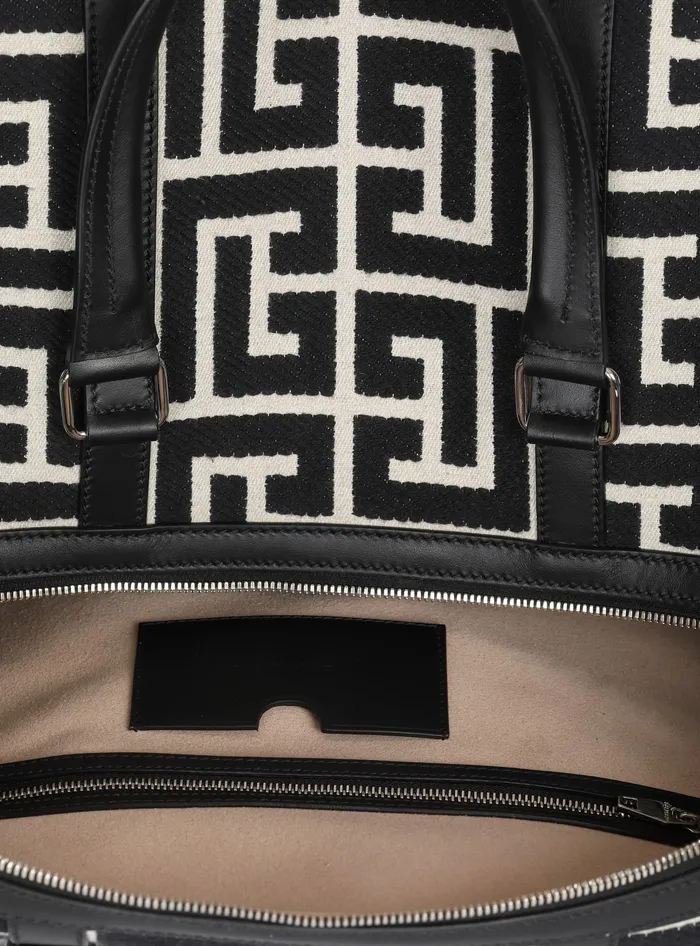 Balmain Bags And Backpacks Men Travel Bag With Jacquard Maxi Monogram Black