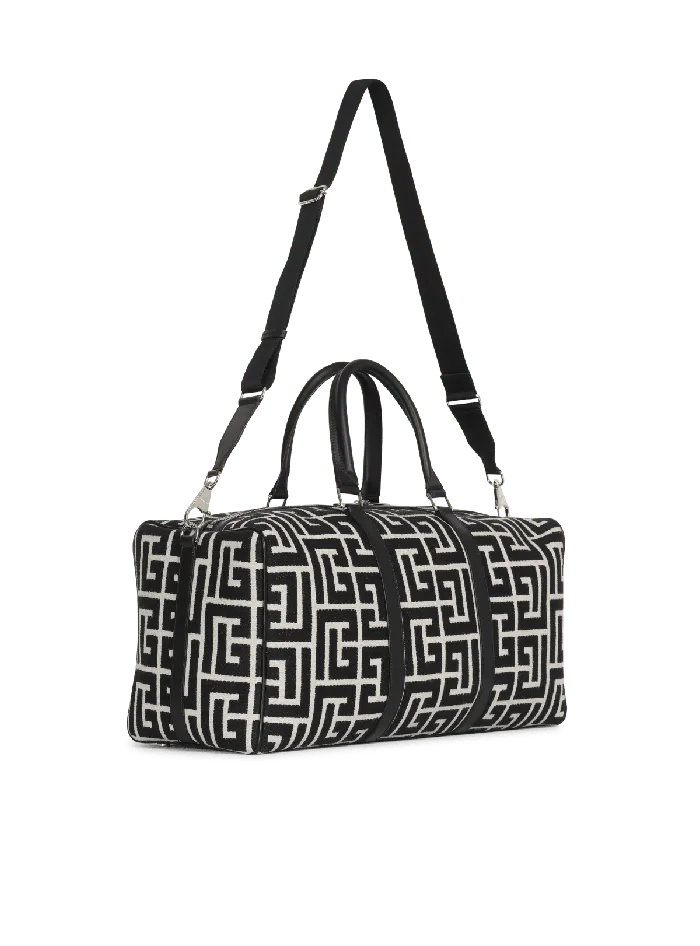 Balmain Bags And Backpacks Men Travel Bag With Jacquard Maxi Monogram Black