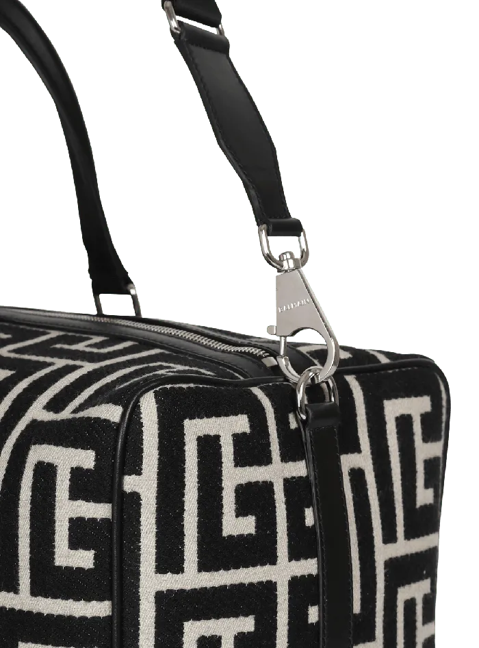 Balmain Bags And Backpacks Men Travel Bag With Jacquard Maxi Monogram Black