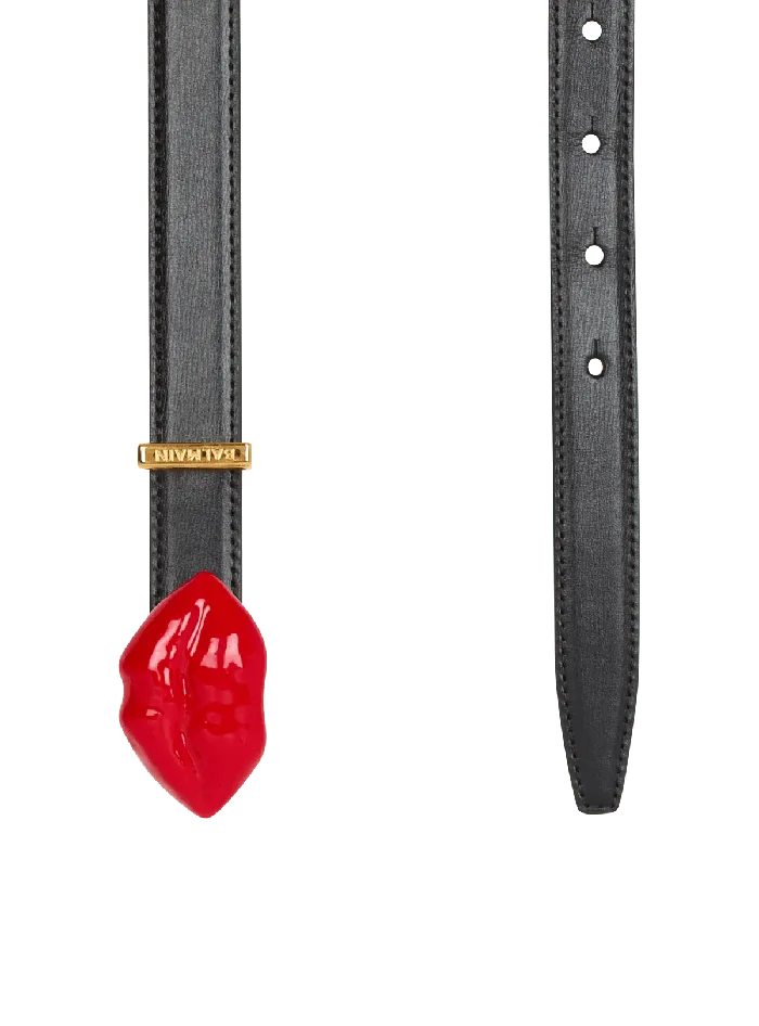 Balmain Belts Men Calfskin Kiss Belt Black