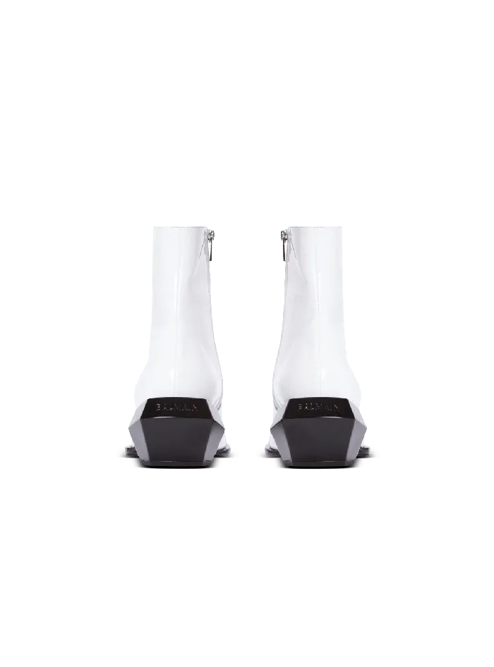 Balmain Boots And Rangers Men Billy Patent Leather Ankle Boots White