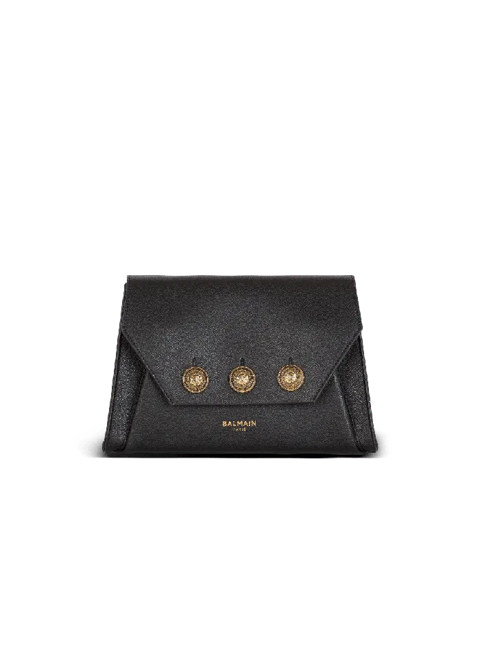Balmain Clutches Women Emblegraveme Flap Grained Calfskin Bag Black