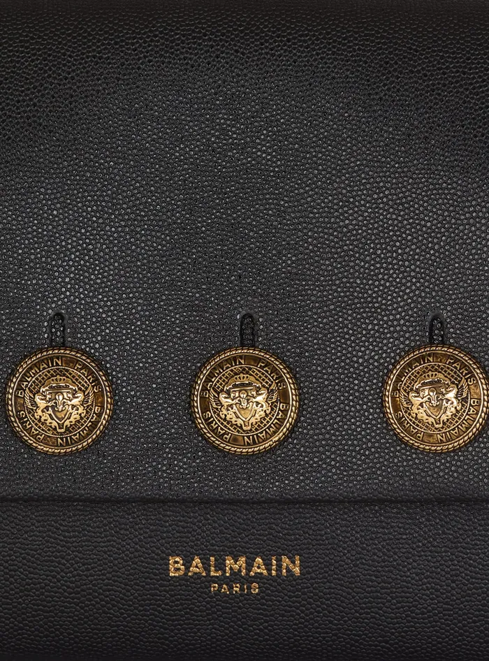 Balmain Clutches Women Emblegraveme Flap Grained Calfskin Bag Black