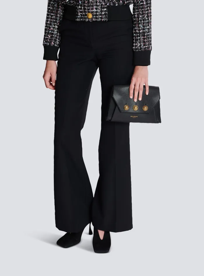 Balmain Clutches Women Emblegraveme Flap Grained Calfskin Bag Black