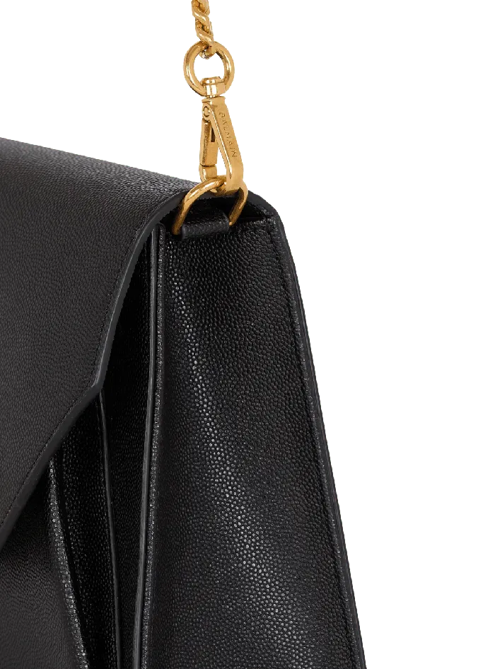 Balmain Clutches Women Emblegraveme Flap Grained Calfskin Bag Black