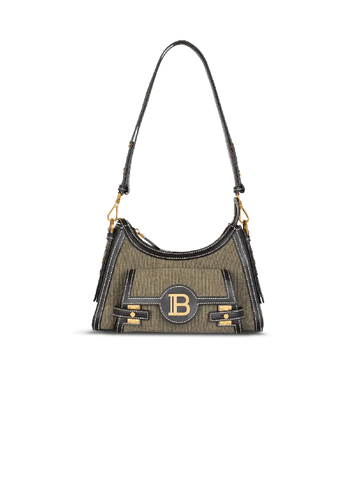 Balmain Crossbody Bags Women BBuzz Hobo Bag In Leather And Canvas Khaki