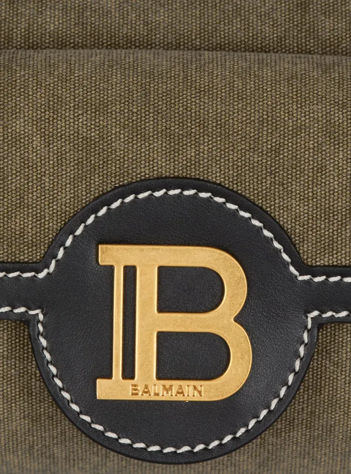 Balmain Crossbody Bags Women BBuzz Hobo Bag In Leather And Canvas Khaki