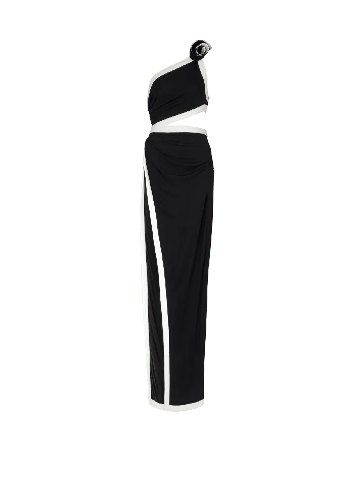 Balmain Dresses Women Asymmetric Dress With Rose Detail Black
