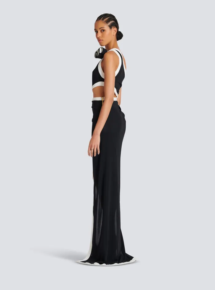Balmain Dresses Women Asymmetric Dress With Rose Detail Black