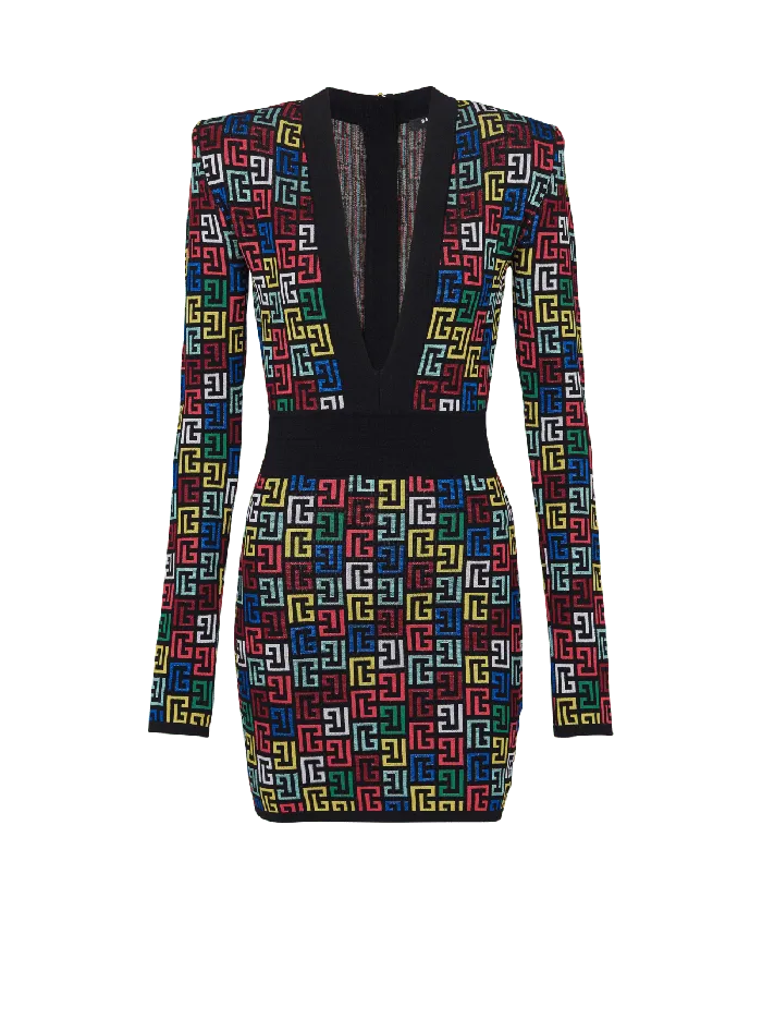 Balmain Dresses Women Pop Monogram Knit Dress Multicolor