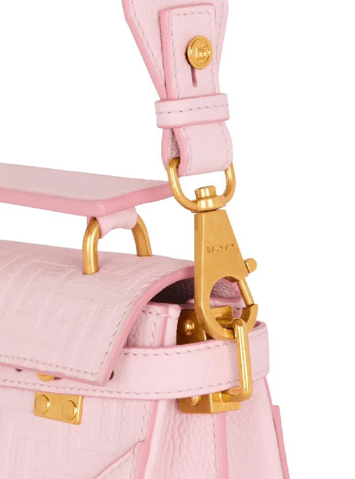 Balmain Handbags Women BBuzz 19 Bag In Grained PB Labyrinth Leather Pink