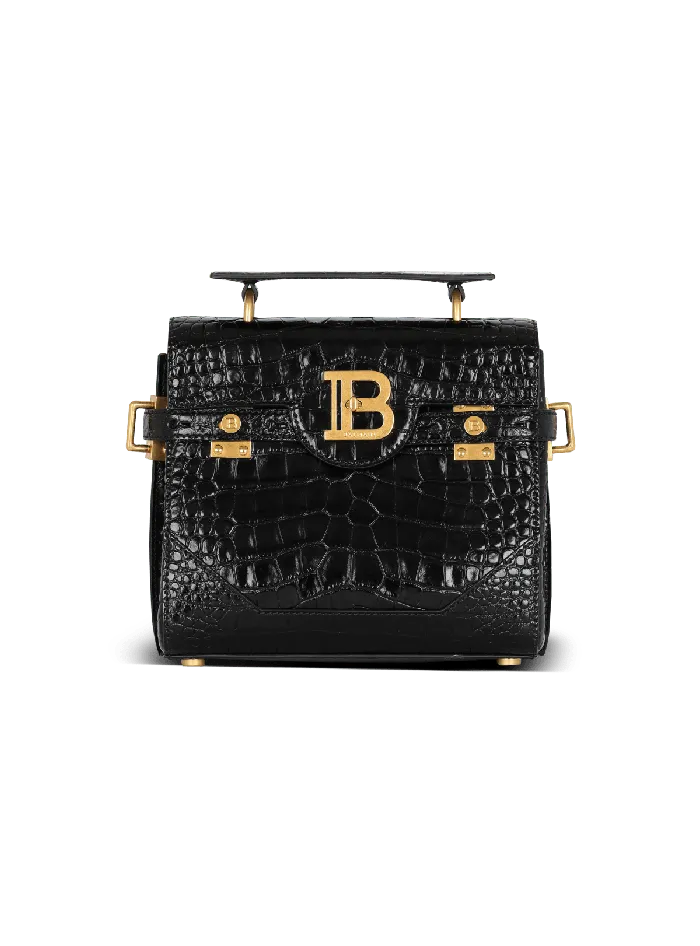 Balmain Handbags Women BBuzz 23 Bag In Crocodileprint Leather Black