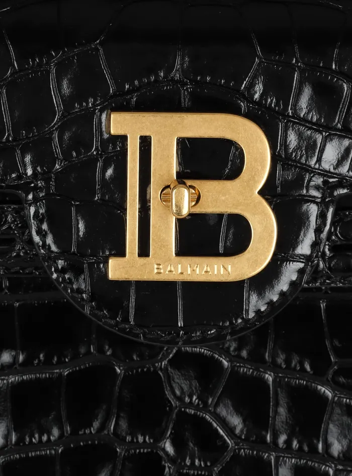 Balmain Handbags Women BBuzz 23 Bag In Crocodileprint Leather Black
