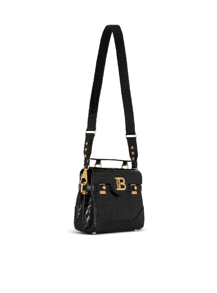 Balmain Handbags Women BBuzz 23 Bag In Crocodileprint Leather Black