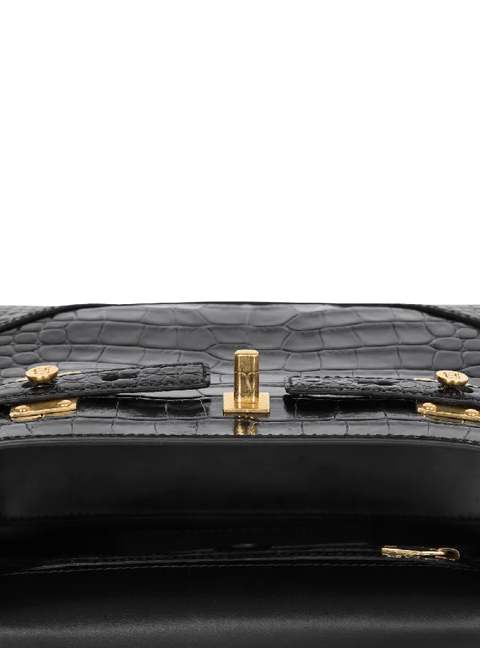 Balmain Handbags Women BBuzz 23 Bag In Crocodileprint Leather Black