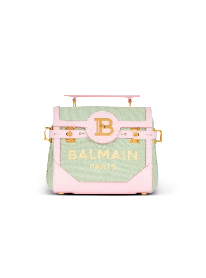 Balmain Handbags Women BBuzz 23 Leather And Canvas Bag Green