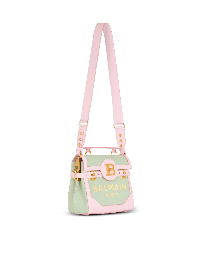 Balmain Handbags Women BBuzz 23 Leather And Canvas Bag Green