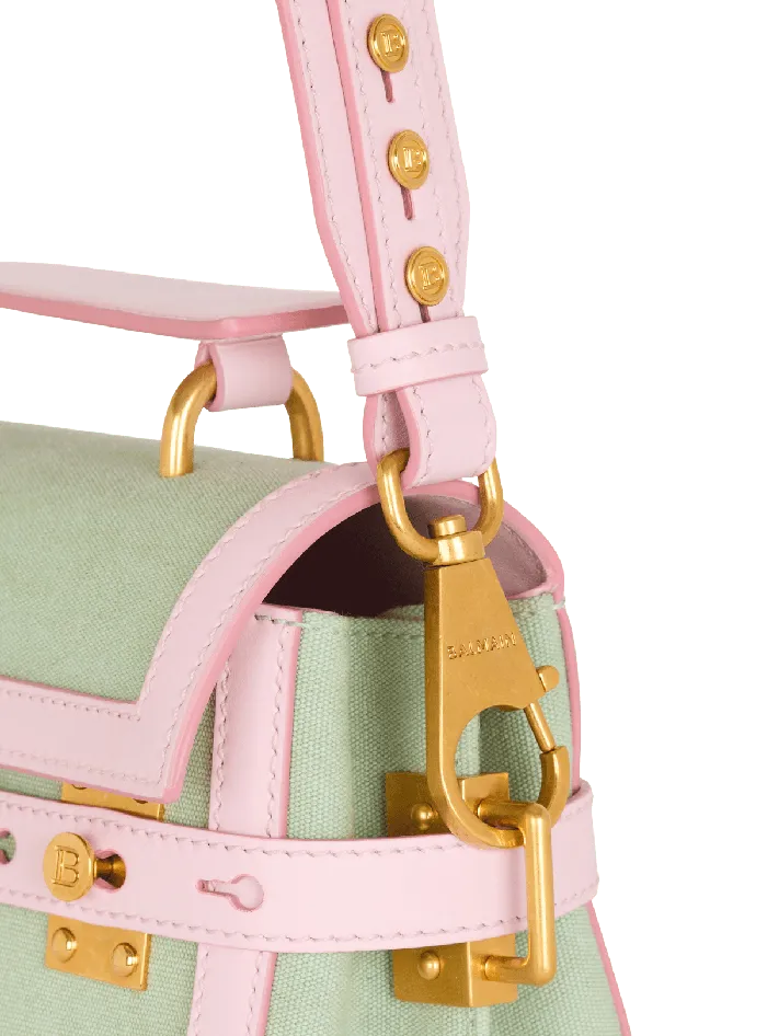 Balmain Handbags Women BBuzz 23 Leather And Canvas Bag Green