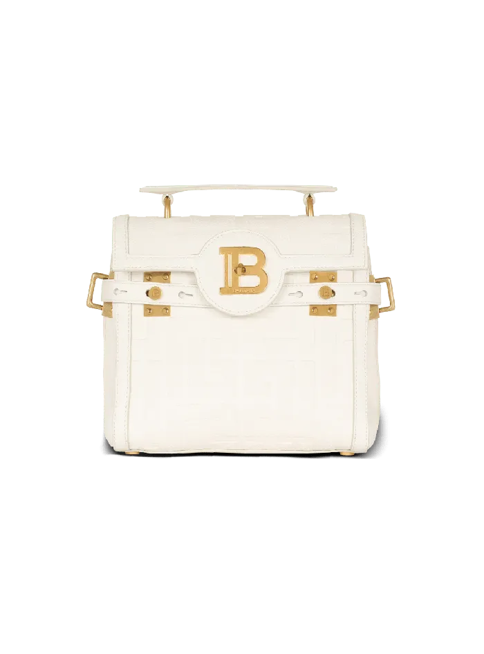 Balmain Handbags Women BBuzz 23 Monogram Grained Leather Bag Beige