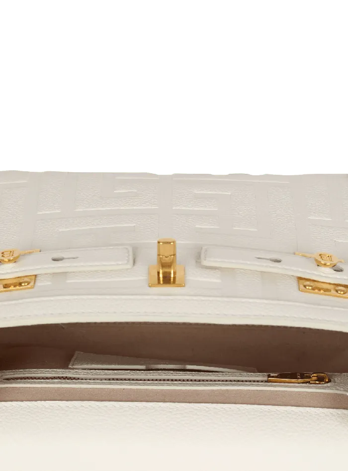 Balmain Handbags Women BBuzz 23 Monogram Grained Leather Bag Beige
