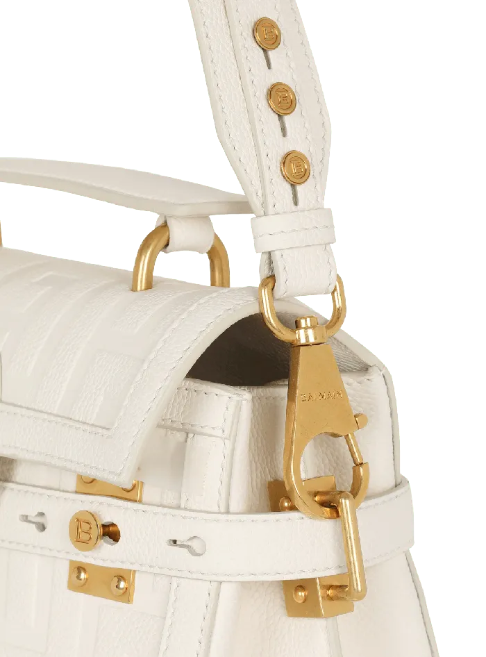 Balmain Handbags Women BBuzz 23 Monogram Grained Leather Bag Beige