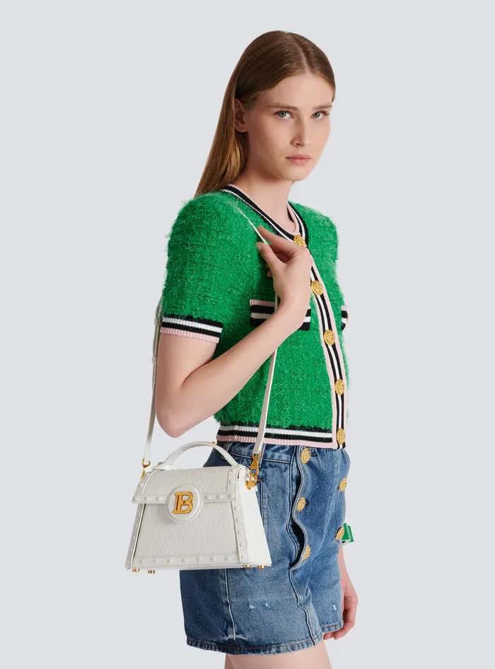 Balmain Handbags Women BBuzz Dynasty Bag In Diamondembossed Calfskin White