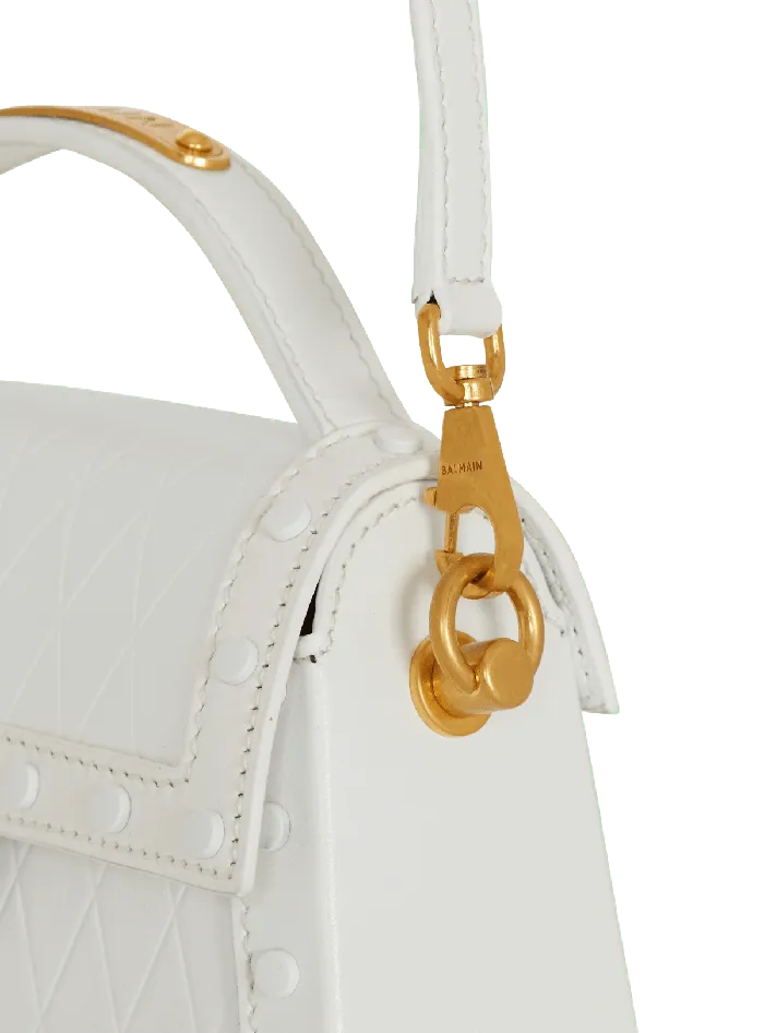 Balmain Handbags Women BBuzz Dynasty Bag In Diamondembossed Calfskin White