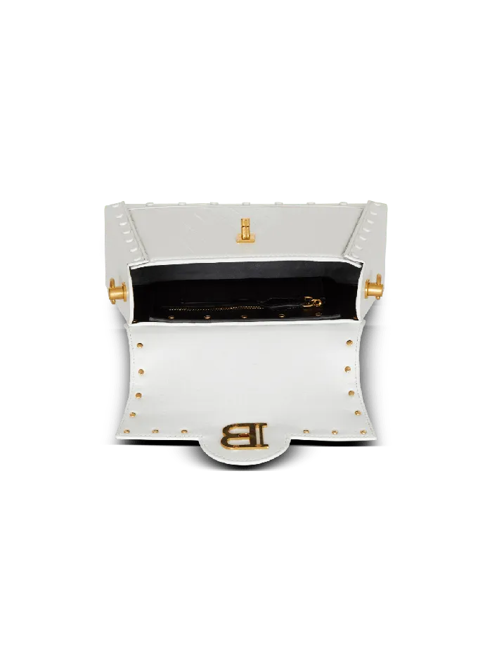 Balmain Handbags Women BBuzz Dynasty Bag In Diamondembossed Calfskin White