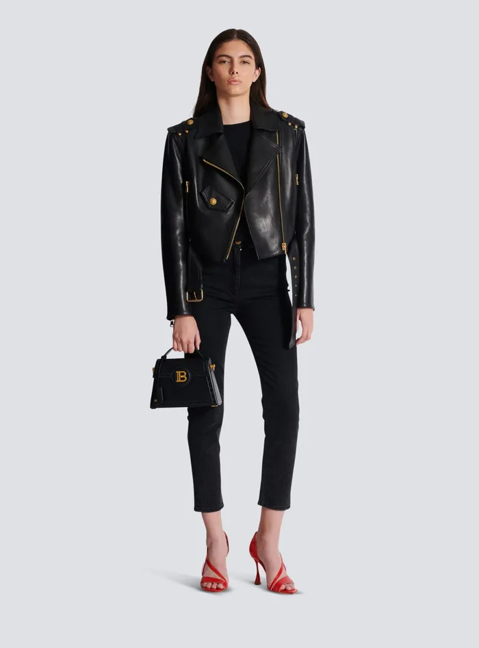 Balmain Handbags Women Box Leather BBuzz Dynasty Bag Black