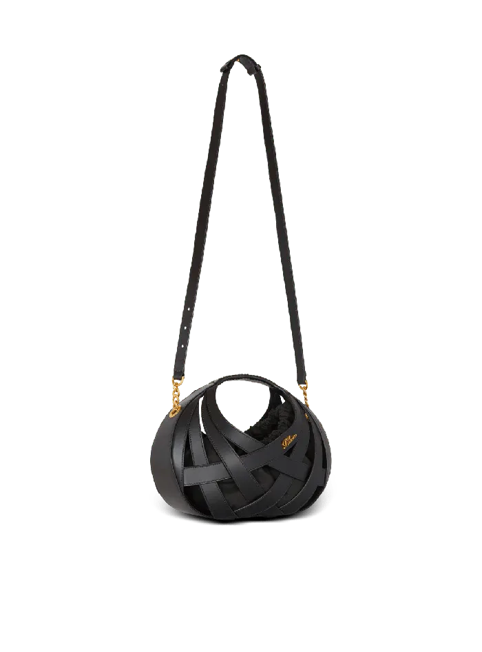 Balmain Handbags Women Calfskin Basket Bag With An Openwork Diamond Motif Black