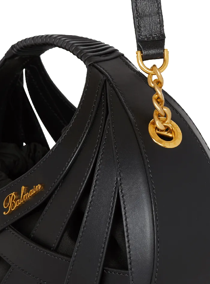 Balmain Handbags Women Calfskin Basket Bag With An Openwork Diamond Motif Black