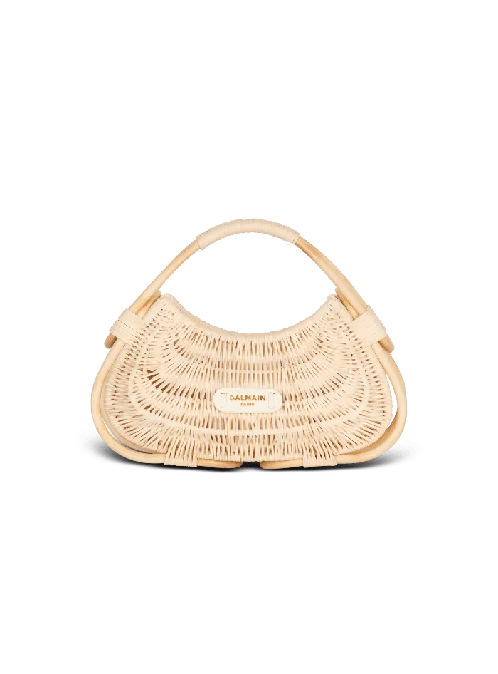 Balmain Handbags Women Medium Jolie Madame Wicker Basket Bag Beige