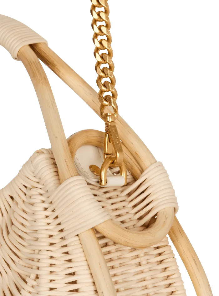 Balmain Handbags Women Medium Jolie Madame Wicker Basket Bag Beige