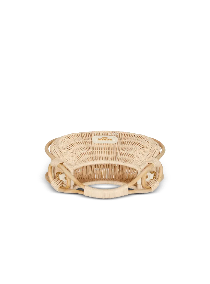 Balmain Handbags Women Medium Jolie Madame Wicker Basket Bag Beige