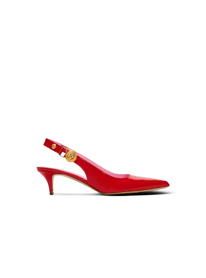 Balmain High Heels and Pumps Women Eva Kitten Slingbacks In Patent Leather Red